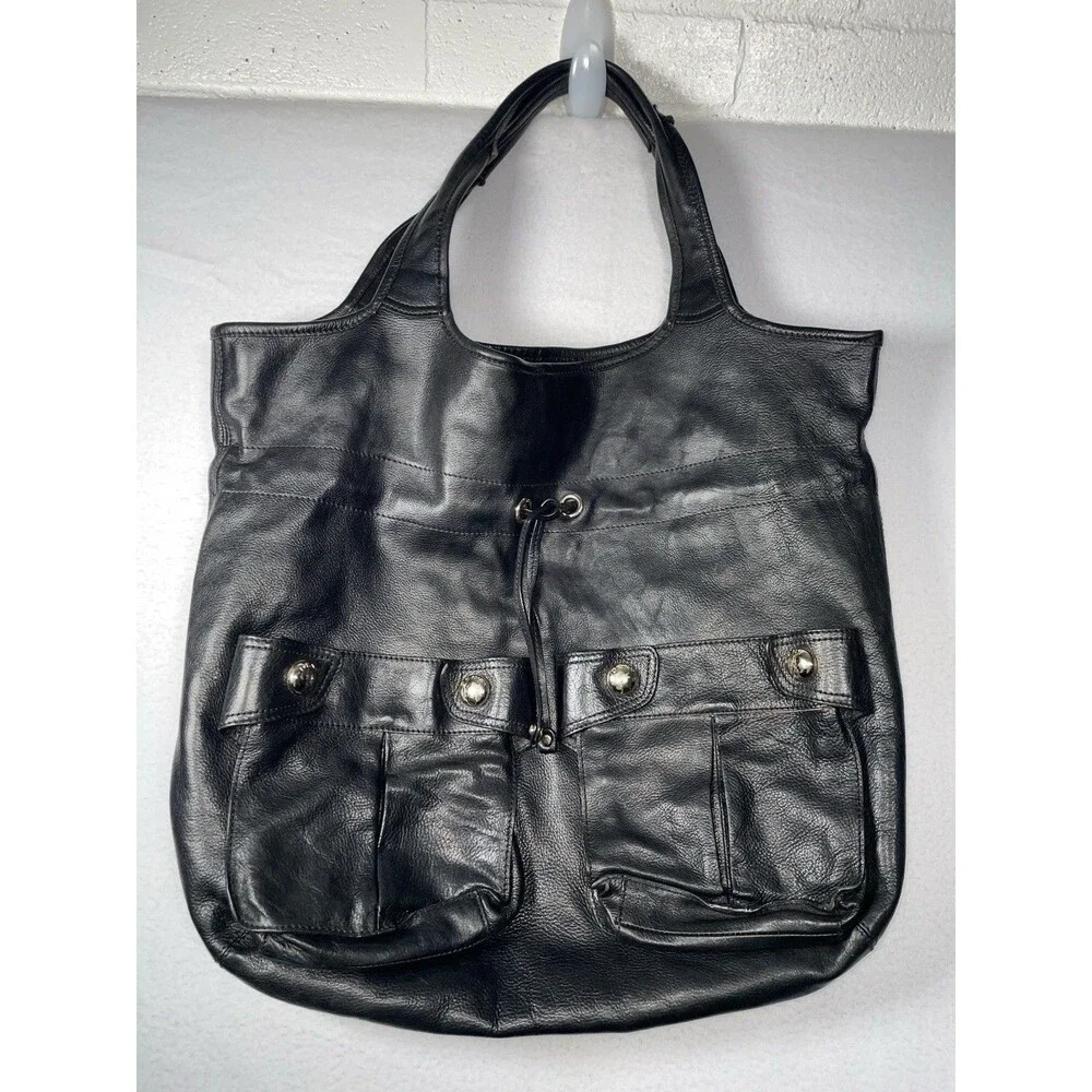 DKNY Pebbled Leather Tote Handbag Shoulder XL Black bag Purse